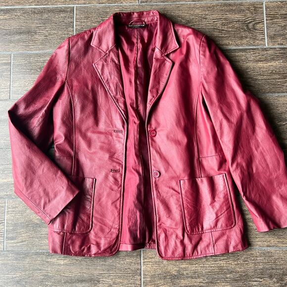 MetroStyle Red leather jacket Large - Picture 1 of 6